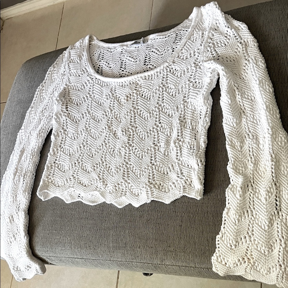 Hollister White Crochet Top